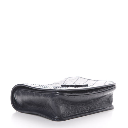 Saint Laurent Crinkled Calfskin Matelasse Monogram Niki Chain Wallet Deep Marine 3 of 10