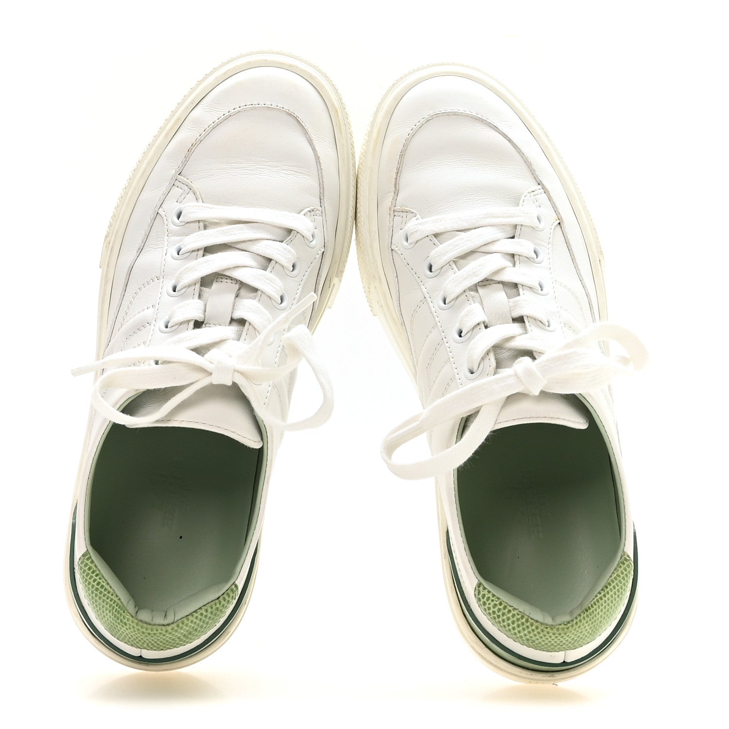 Hermes Crocodile Calfskin Deep Sneakers 37.5 White Vert Jade 2 of 9