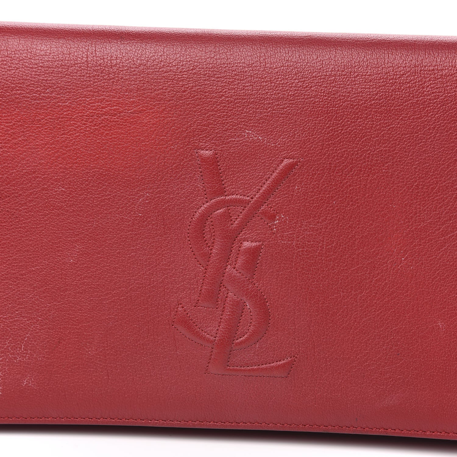 Saint Laurent Calfskin Monogram Large Belle De Jour Clutch Red 8 of 10