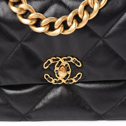 Chanel Lambskin Quilted Large 19 Flap Black 10 of 11