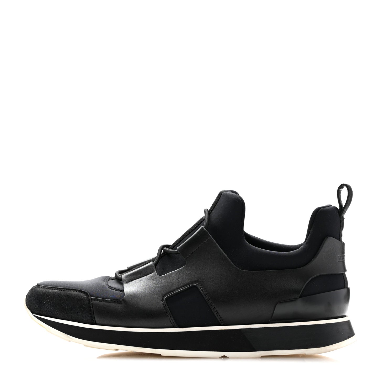Technical Canvas Calfskin Goatskin Womens Player Sneakers 40 Marine Black