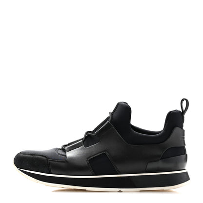 Hermes Technical Canvas Calfskin Goatskin Womens Player Sneakers 40 Marine Black 1 of 11