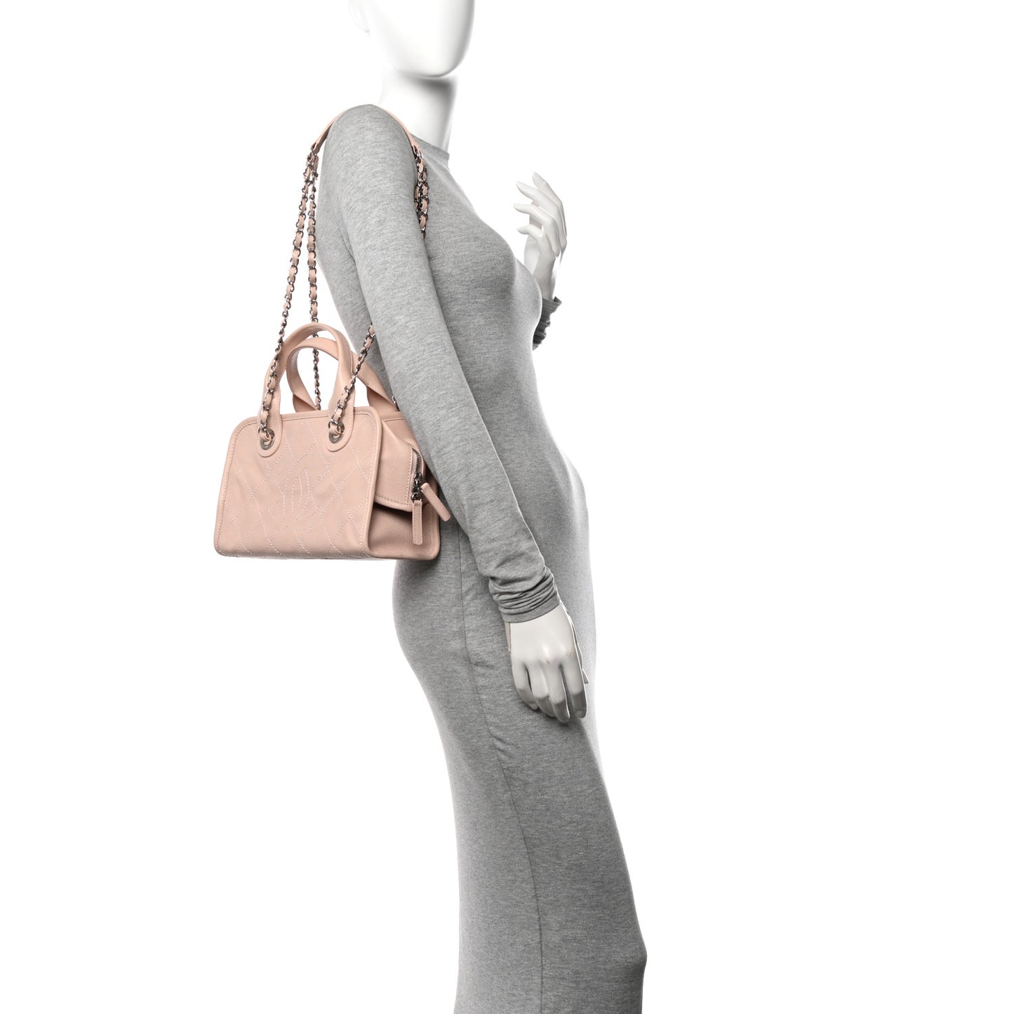 Caviar Quilted Small Deauville Bowling Bag Light Pink