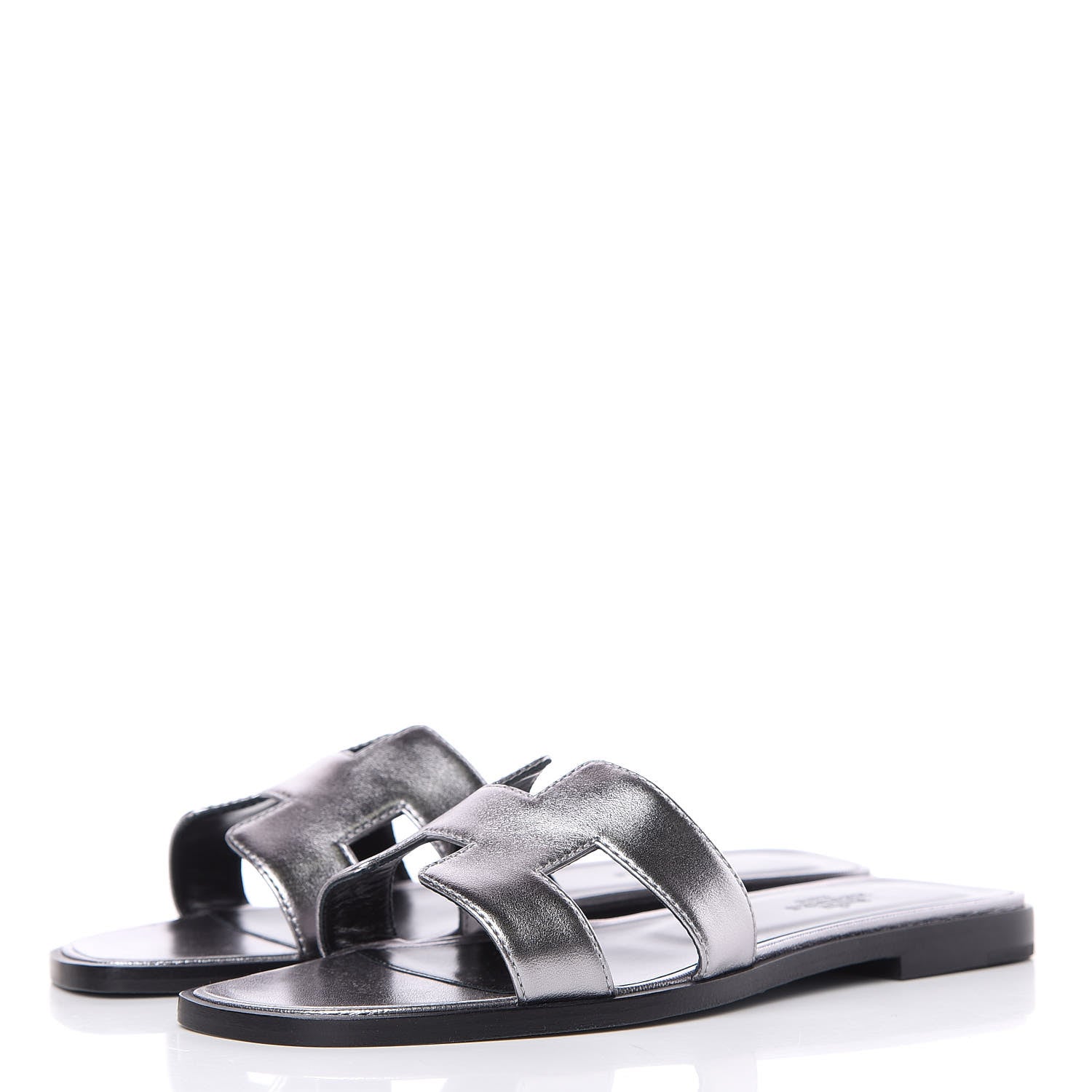 Hermes Metallic Nappa Calfskin Oran Sandals 36 Argent 3 of 7