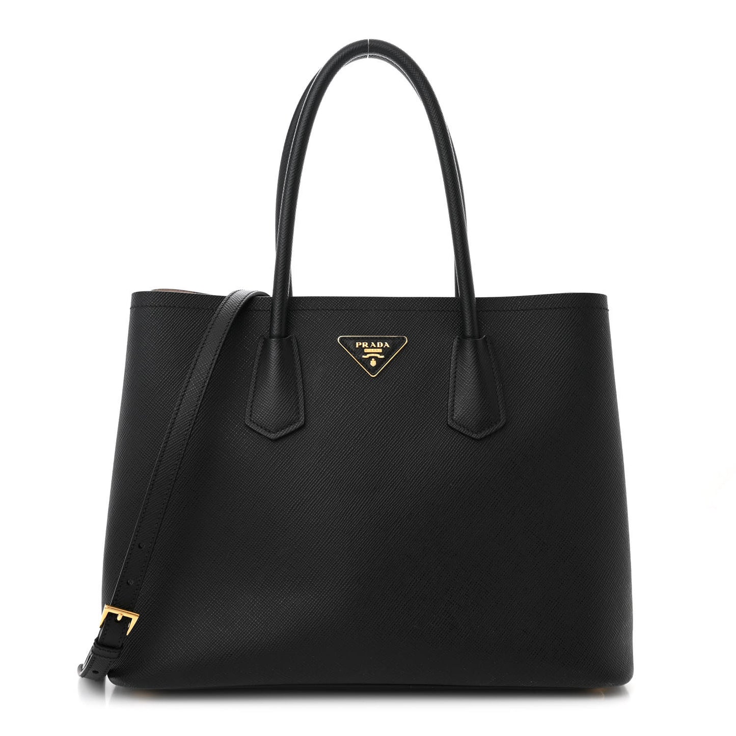 Saffiano Cuir Large Double Bag Black Mughetto