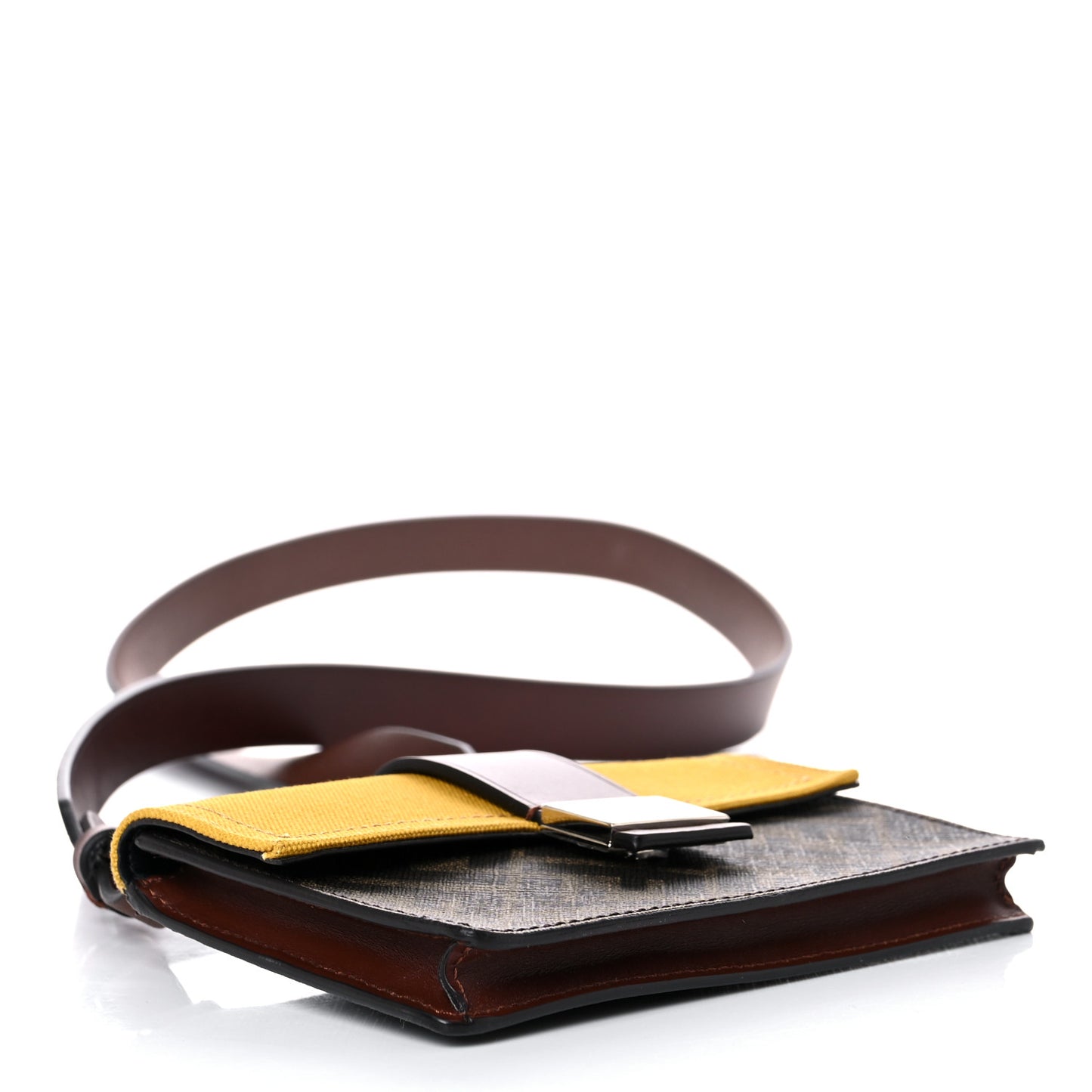 Glazed Fabric Cotton Vitello King Aura FF 1974 Baguette Belt Pouch Tobacco Moro Mimosa Gianda