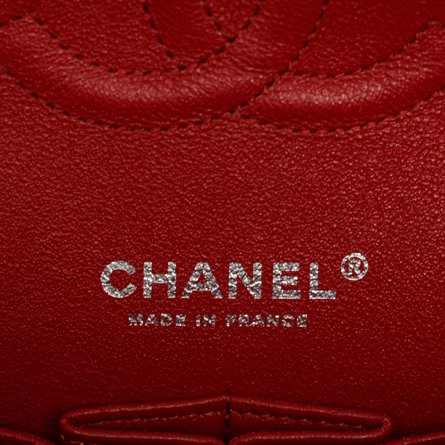 Caviar Chevron Quilted Medium Double Flap Dark Red