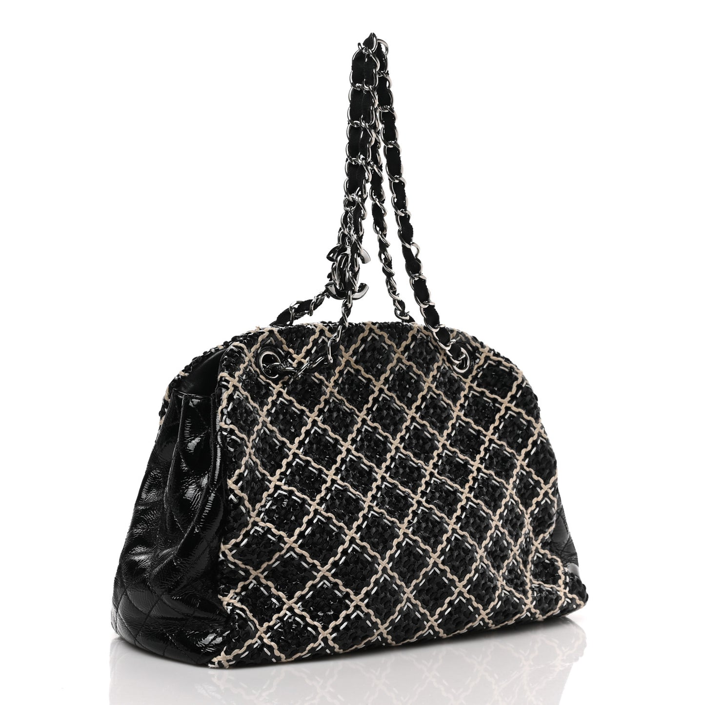 Patent Hand Embroidered Large Just Mademoiselle Black