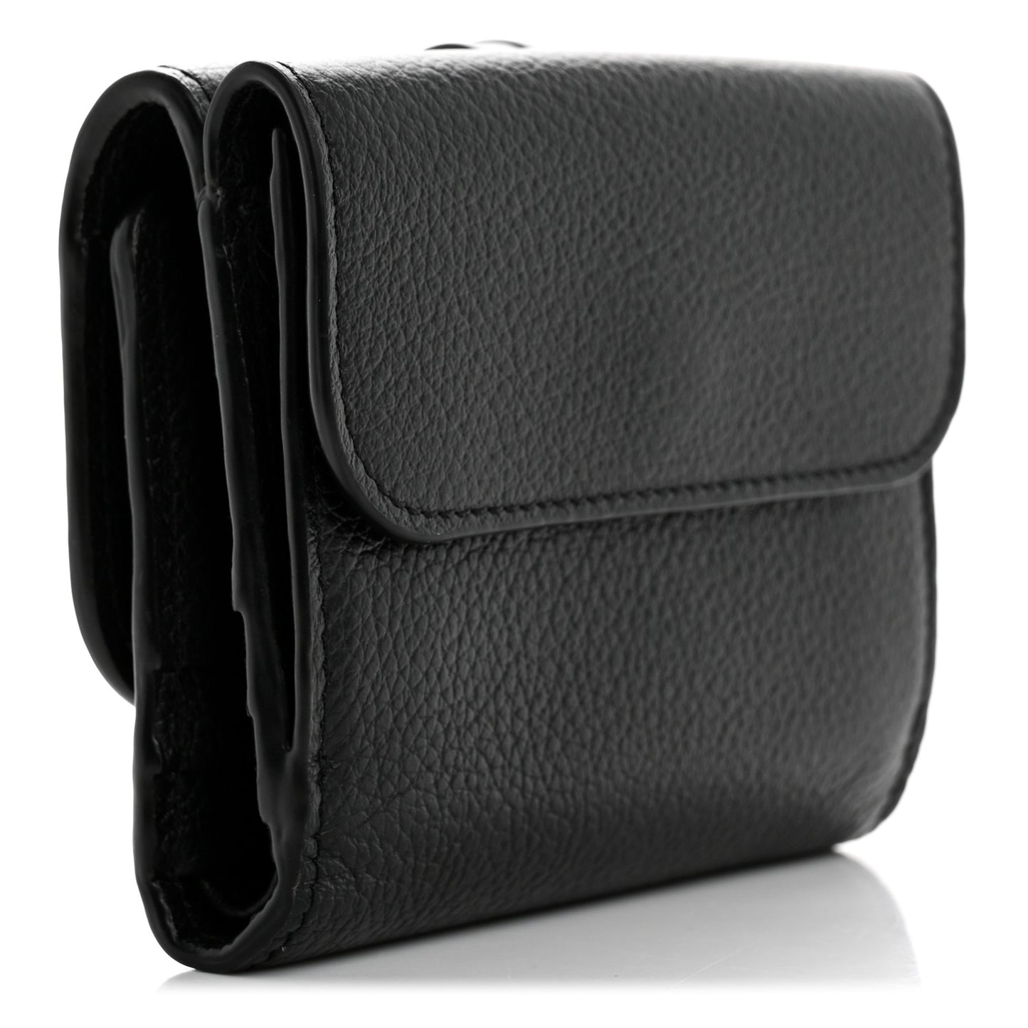 Calfskin Alphabet Tri-Fold Black