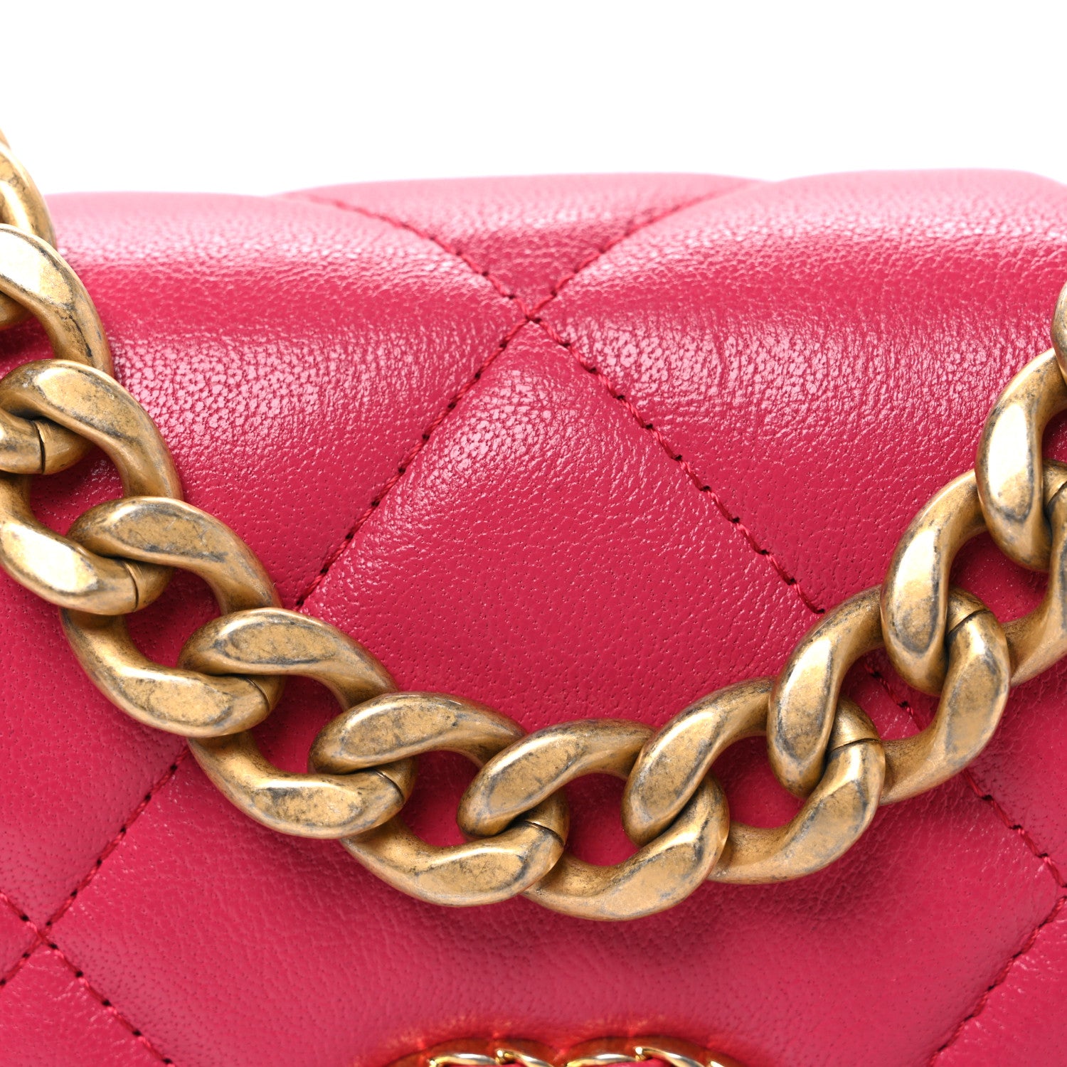 Chanel Shiny Goatskin Quilted Chanel 19 Wallet On Chain WOC Pink 9 of 11