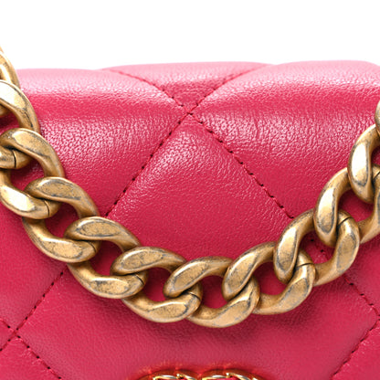Chanel Shiny Goatskin Quilted Chanel 19 Wallet On Chain WOC Pink 9 of 11