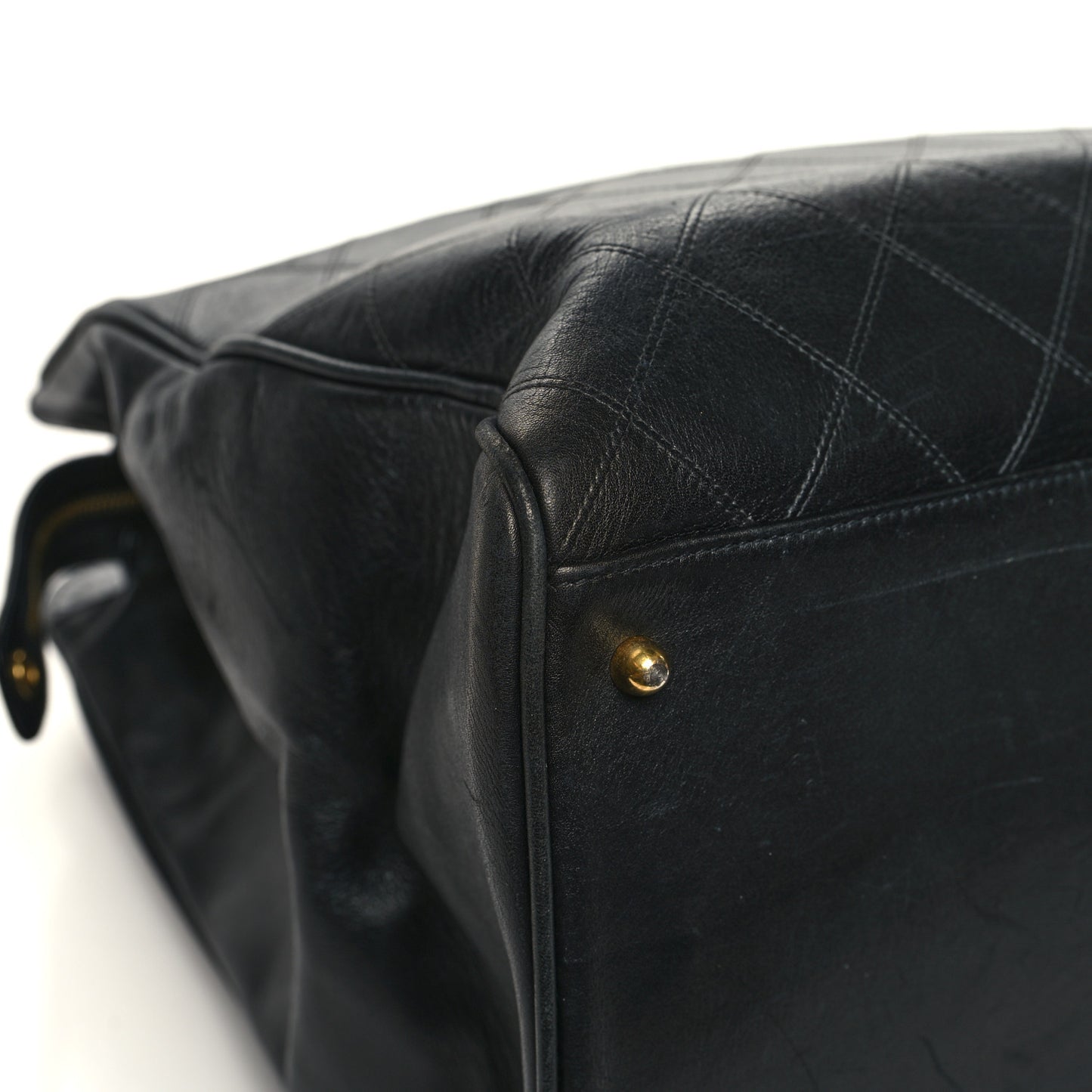 Calfskin Stitched XL Weekender Black