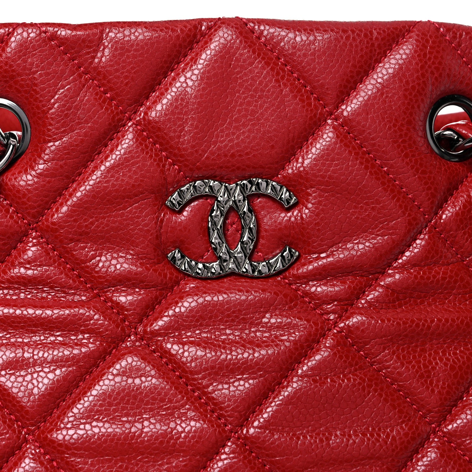 Chanel Soft Caviar Quilted Large Cells Tote Red 15 of 15