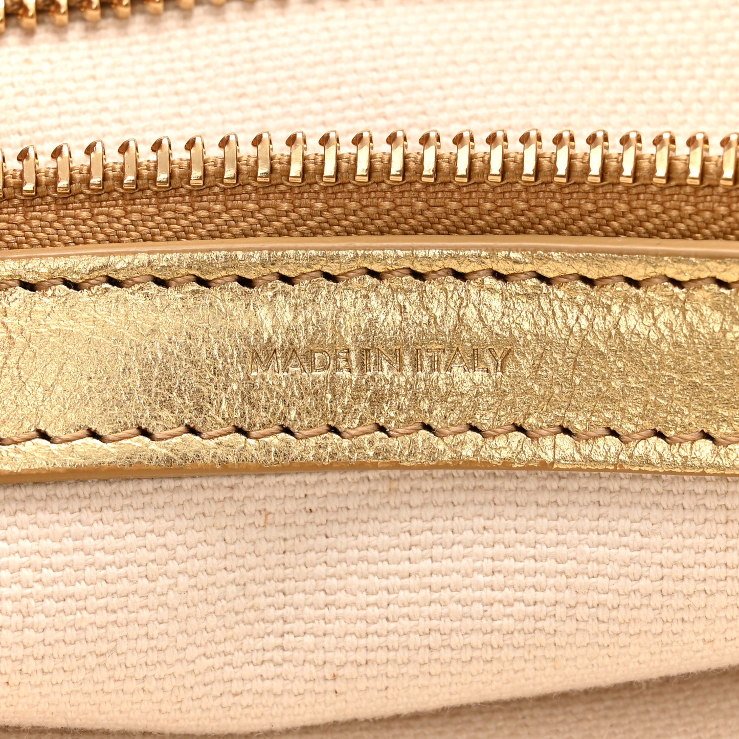 Canvas Calfskin Logo Print Small Horizontal Cabas Gold
