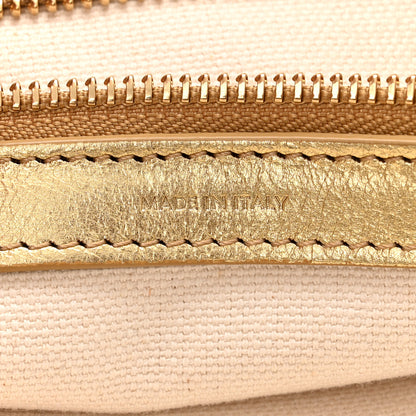 Celine Canvas Calfskin Logo Print Small Horizontal Cabas Gold 7 of 12