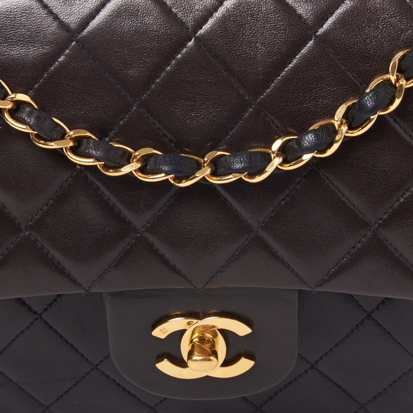 Lambskin Quilted Medium Double Flap Black