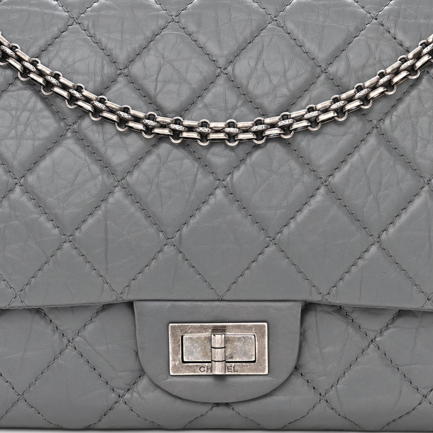Aged Calfskin Quilted 2.55 Reissue 227 Flap Grey