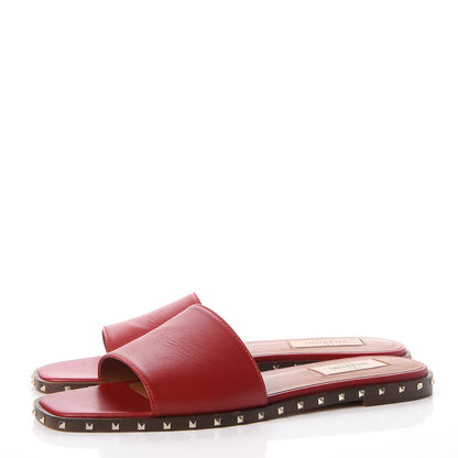Valentino Garavani Nappa Soul Rockstud Flat Slide Sandals 38 Rosso 3 of 12