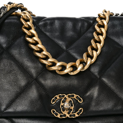 Chanel Lambskin Quilted Maxi Chanel 19 Flap Black 8 of 10