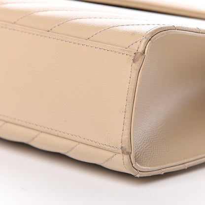Saint Laurent Grain De Poudre Matelasse Chevron Large Monogram Satchel Dark Beige 9 of 11