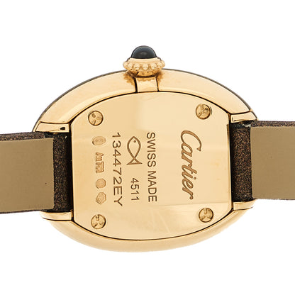Cartier 18K Yellow Gold Calfskin 18mm Baignoire Quartz Watch Brown 4 of 5