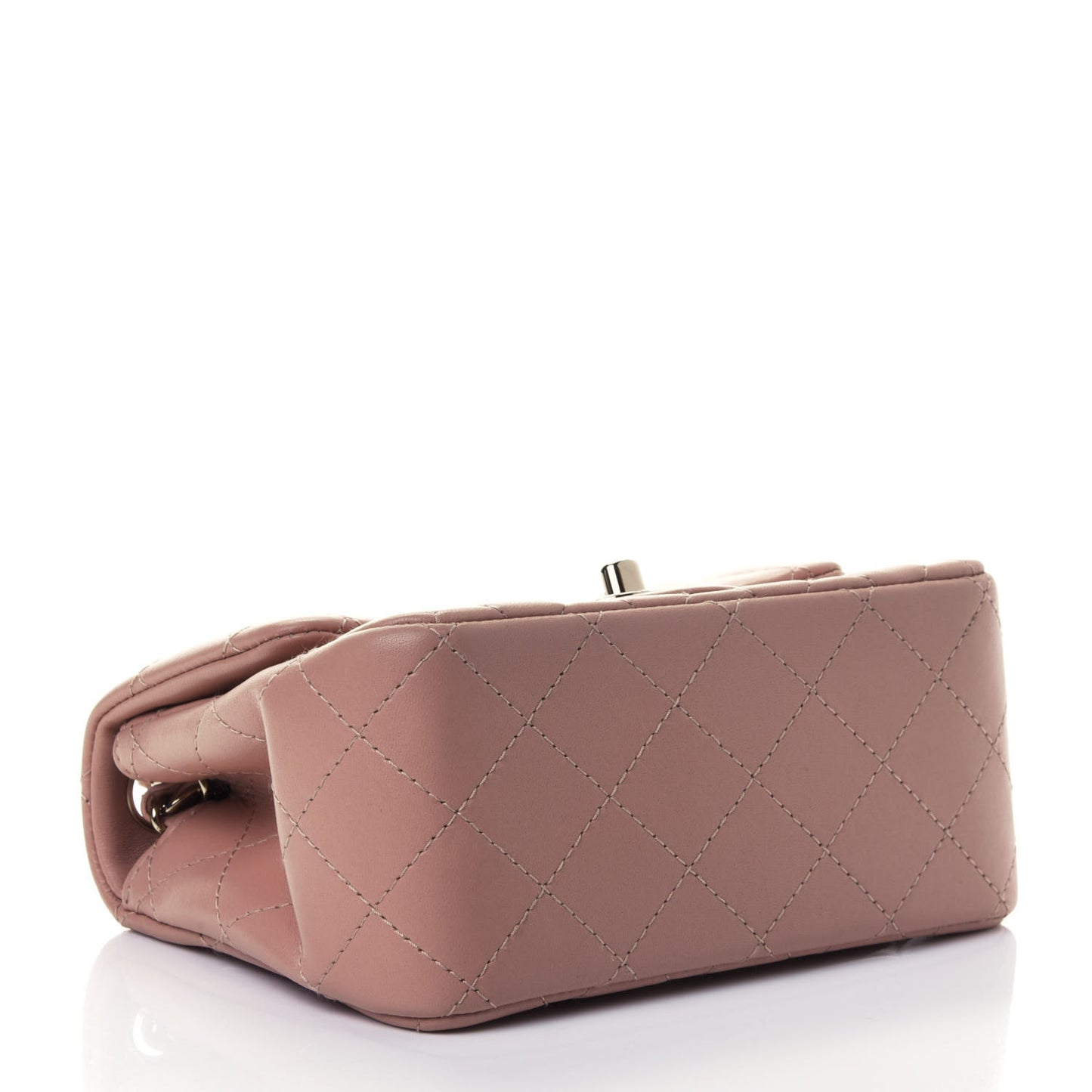 Lambskin Quilted Mini Square Flap Beige