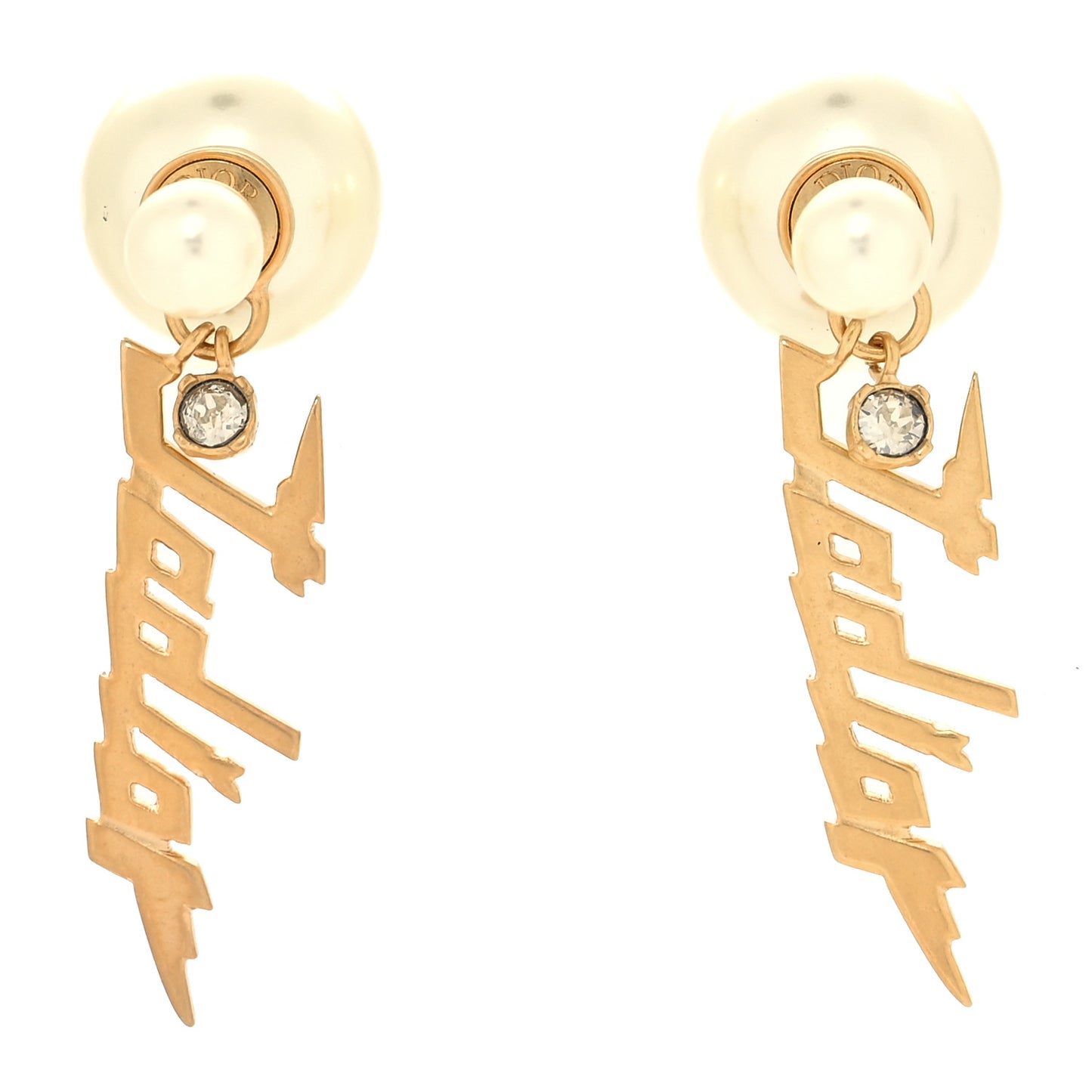 Pearl Crystal J'Adior Tribale Dangle Earrings Gold
