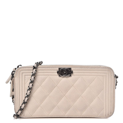 Chanel Caviar Quilted Small Boy Clutch With Chain Ivory 1 of 14