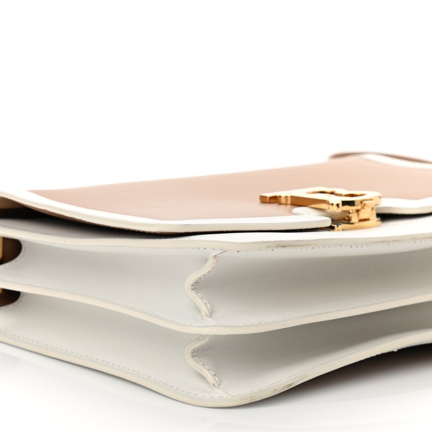 Calfskin Small TB Envelope Clutch Bag Chalk White Camel