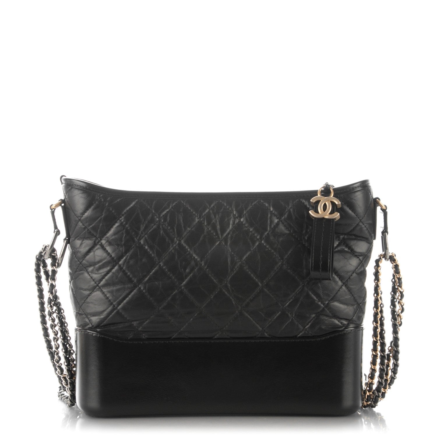 Chanel Aged Calfskin Quilted Medium Gabrielle Hobo Black 1 of 7