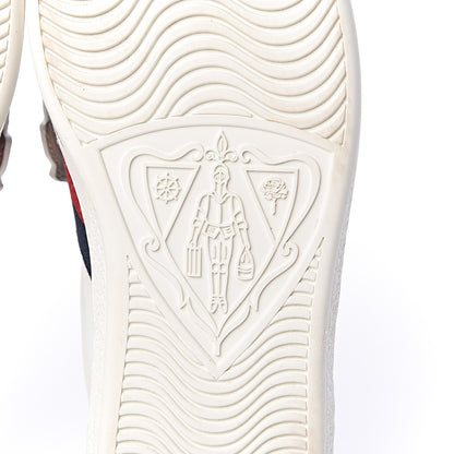 Gucci Calfskin Ayers Web Angry Cat Embroidered Mens Ace Sneakers 6.5 White 6 of 12