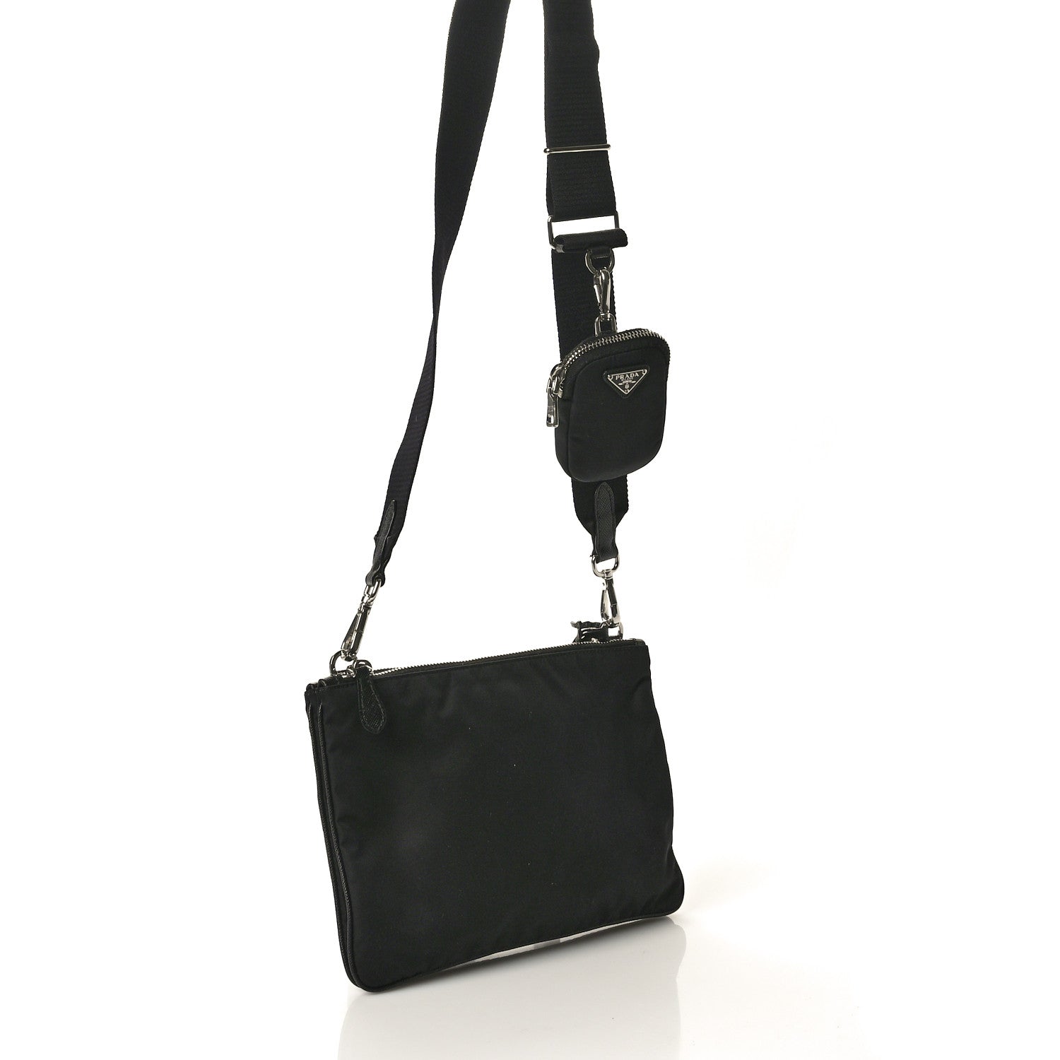Prada Re-Nylon Saffiano Re-Edition 2000 Double Zip Crossbody Bag Black 3 of 13