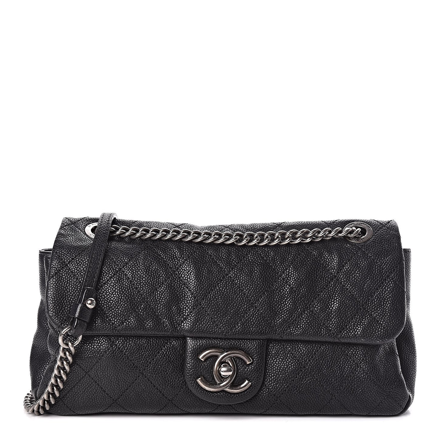 Caviar Quilted Medium Simply CC Flap Black