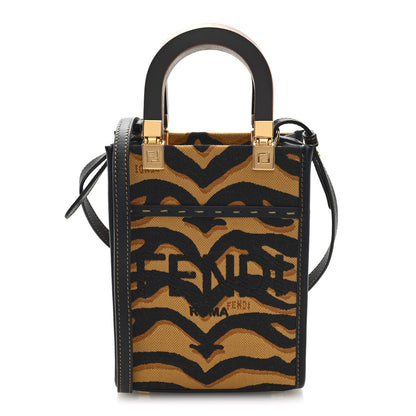 Fendi Canvas Vitello King Chinese New Year Tiger Embroidered Fendi Sunshine Shopper Tote Black Dark Yellow 1 of 10