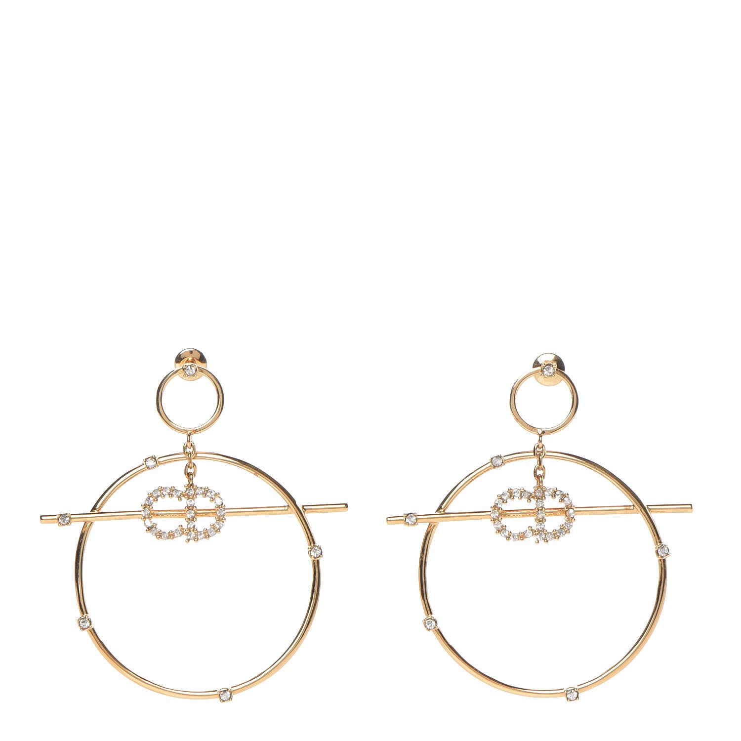 Christian Dior Crystal Hoop Earrings Gold 1 of 4