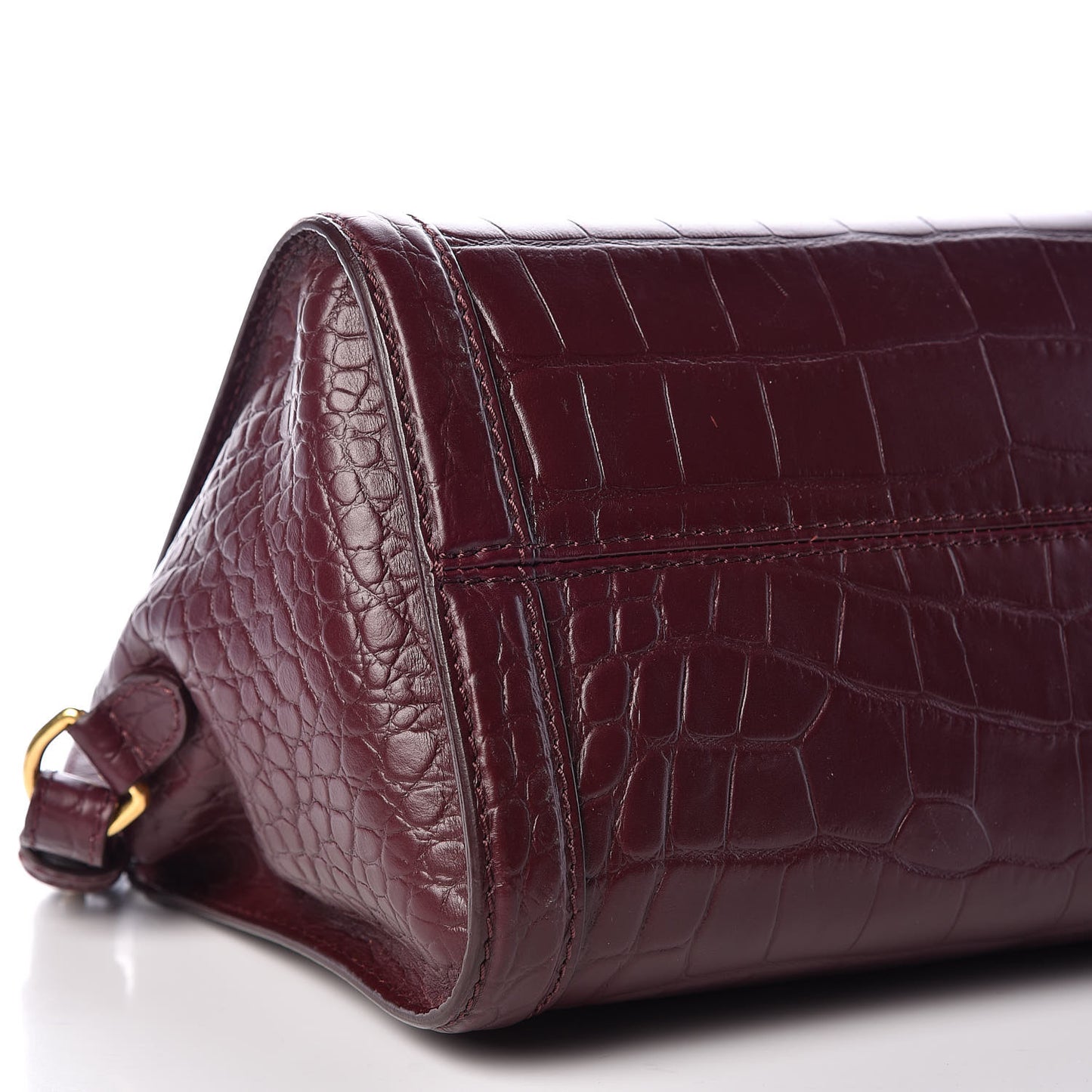 Calfskin Crocodile Embossed Small Skull Padlock Zip Around Tote Bordeaux