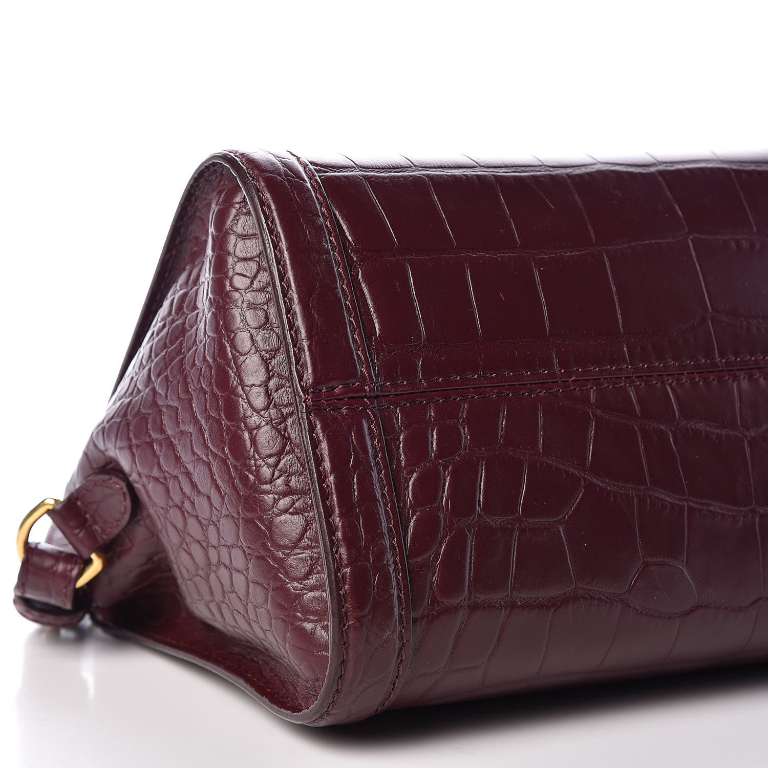 Alexander McQueen Calfskin Crocodile Embossed Small Skull Padlock Zip Around Tote Bordeaux 5 of 10