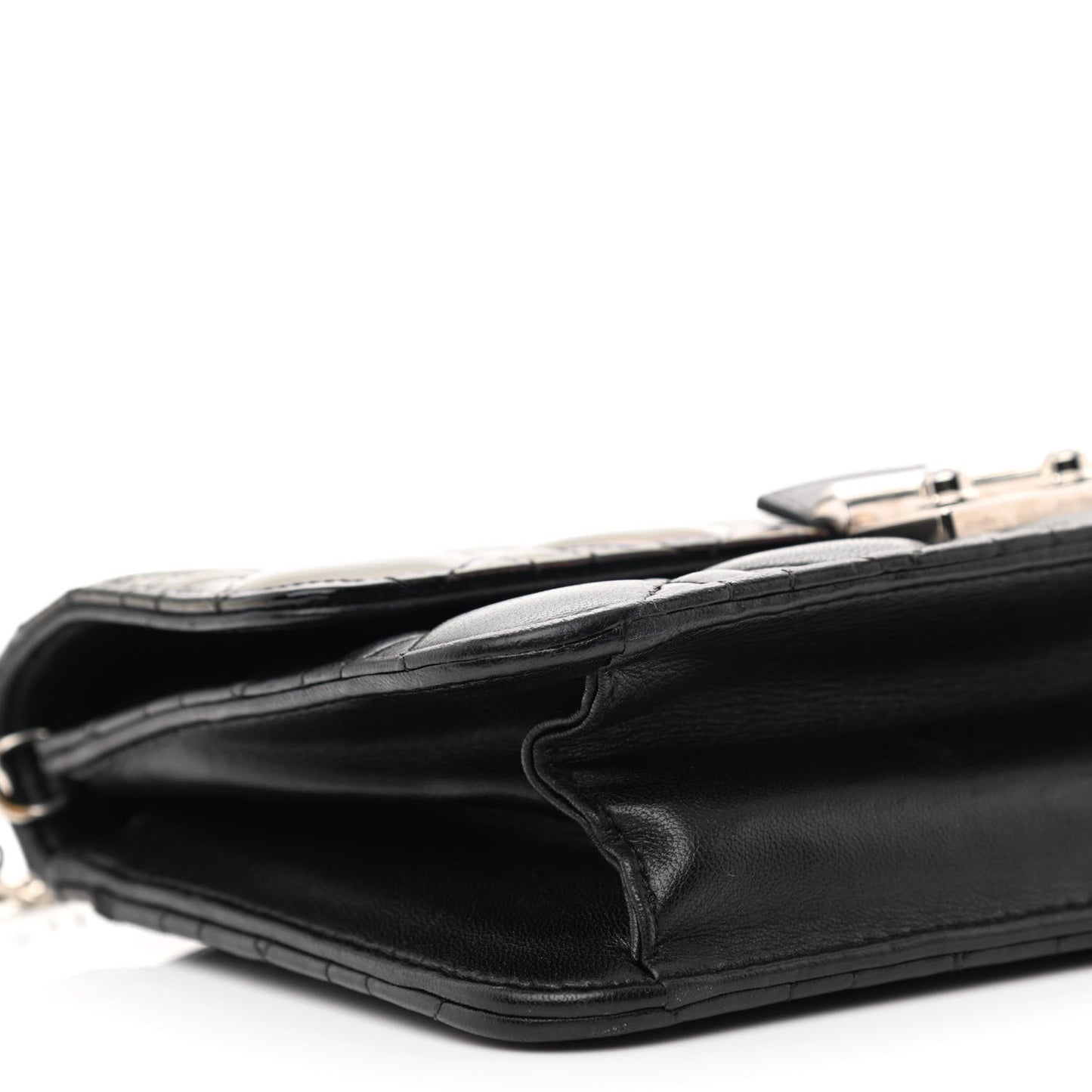 Metallic Iridescent Patent Calfskin Cannage Miss Dior Promenade Pouch Black Multicolor