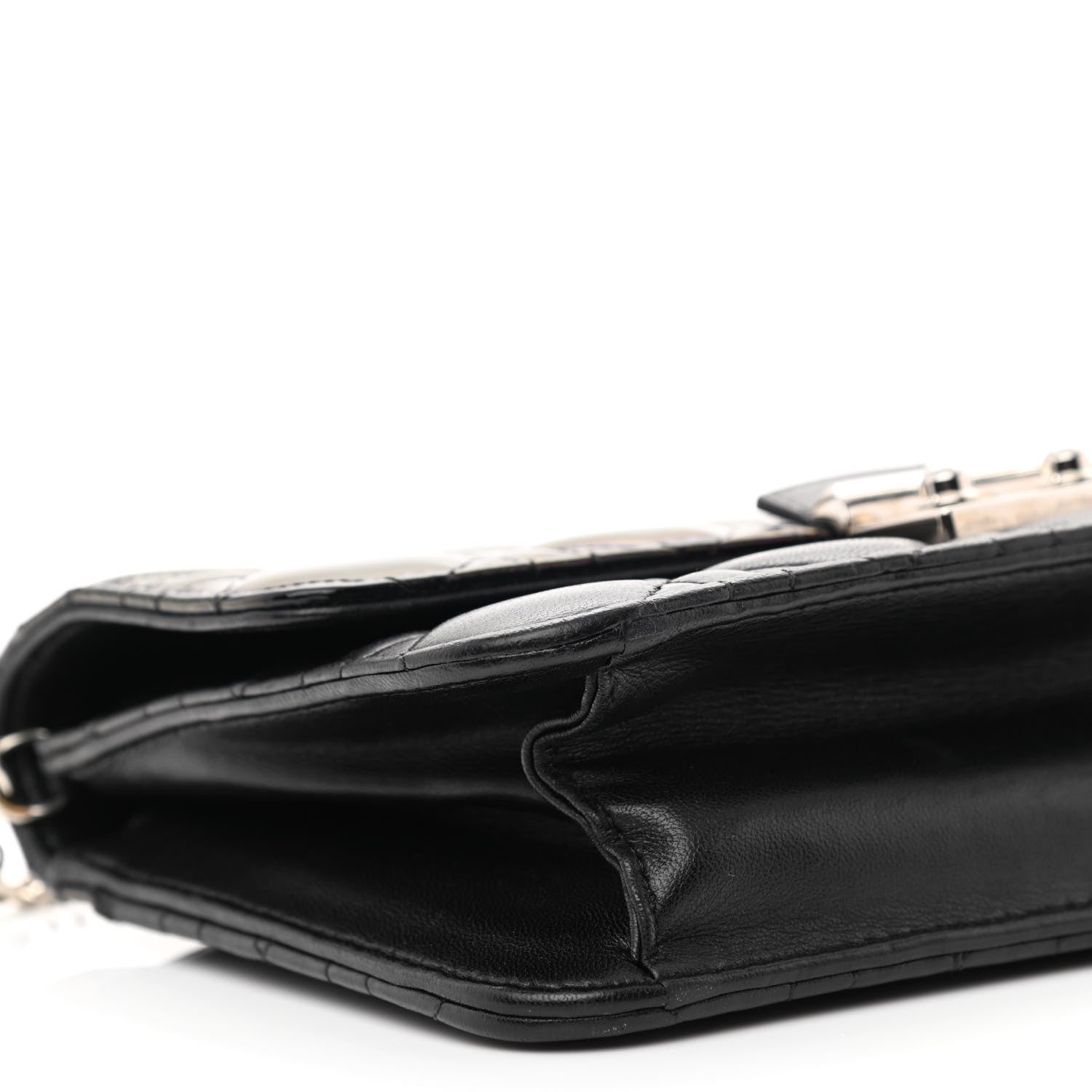 Christian Dior Metallic Iridescent Patent Calfskin Cannage Miss Dior Promenade Pouch Black Multicolor 9 of 10