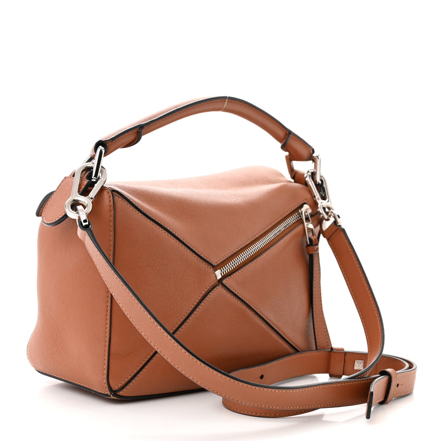 Grained Calfskin Small Puzzle Bag Tan