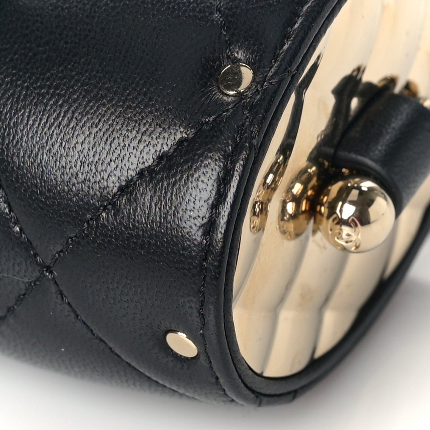 Lambskin Quilted Box Of Secrets Card Holder With Chain Black