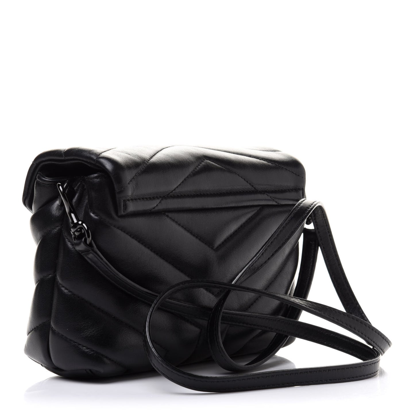 Calfskin Y Quilted Monogram Toy Loulou Crossbody Bag Black