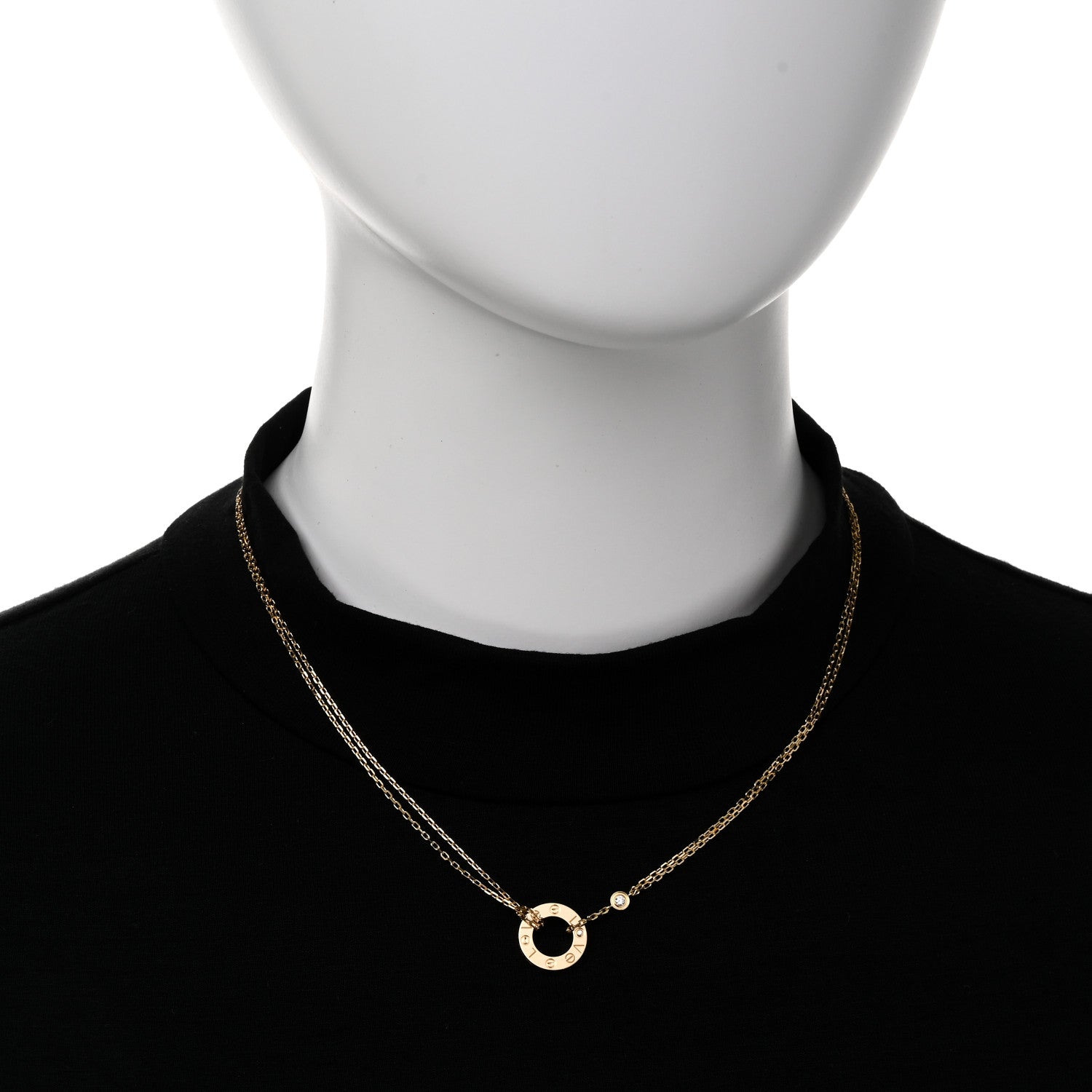 Cartier 18K Yellow Gold 2 Diamond LOVE Necklace 2 of 5