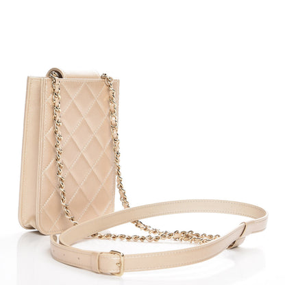 Chanel Metallic Lambskin Quilted CC Phone Holder Light Gold 4 of 9