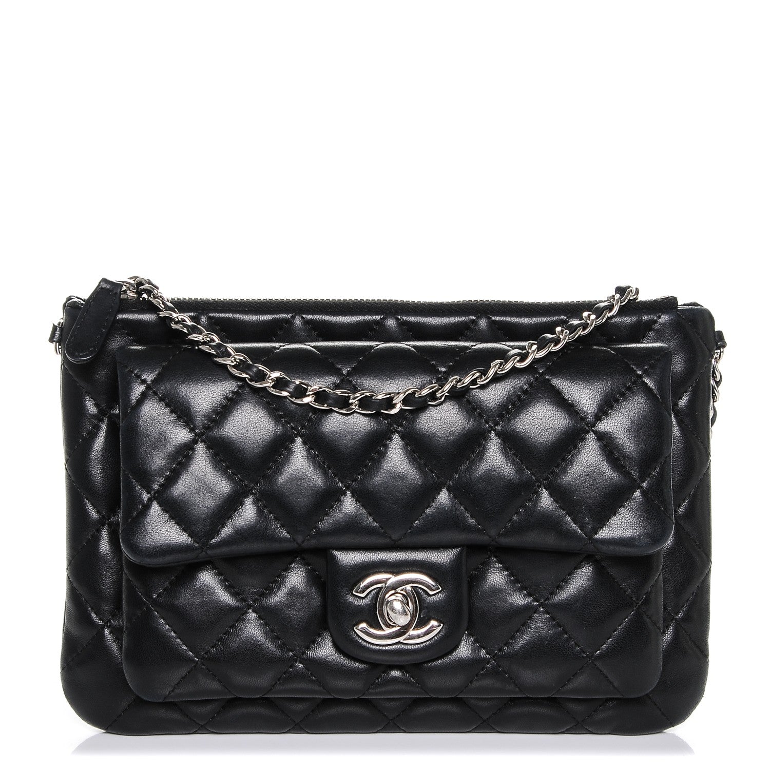 Chanel Lambskin Quilted Daily Zip Crossbody Black 1 of 9