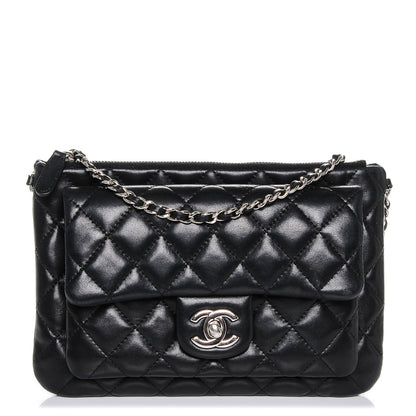Chanel Lambskin Quilted Daily Zip Crossbody Black 1 of 9