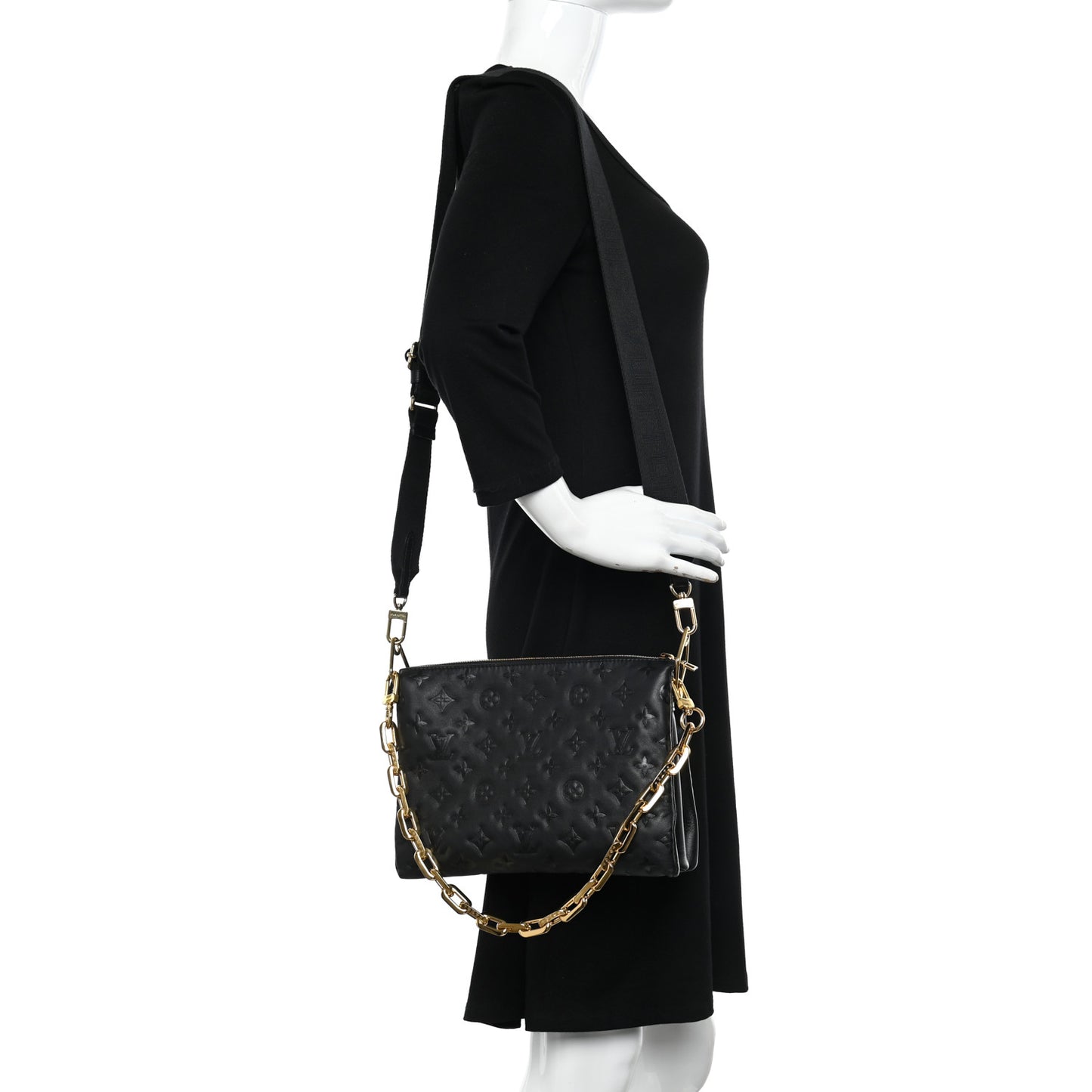 Lambskin Embossed Monogram Coussin PM Black