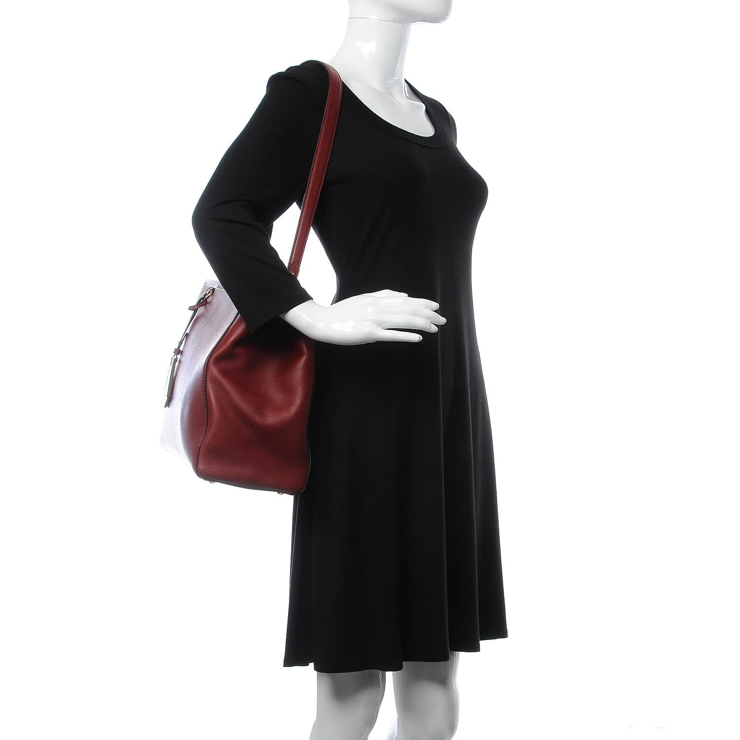 Fendi Vitello Elite Regular 2Jours Tote Rosso Scuro Ciliegia 3 of 12