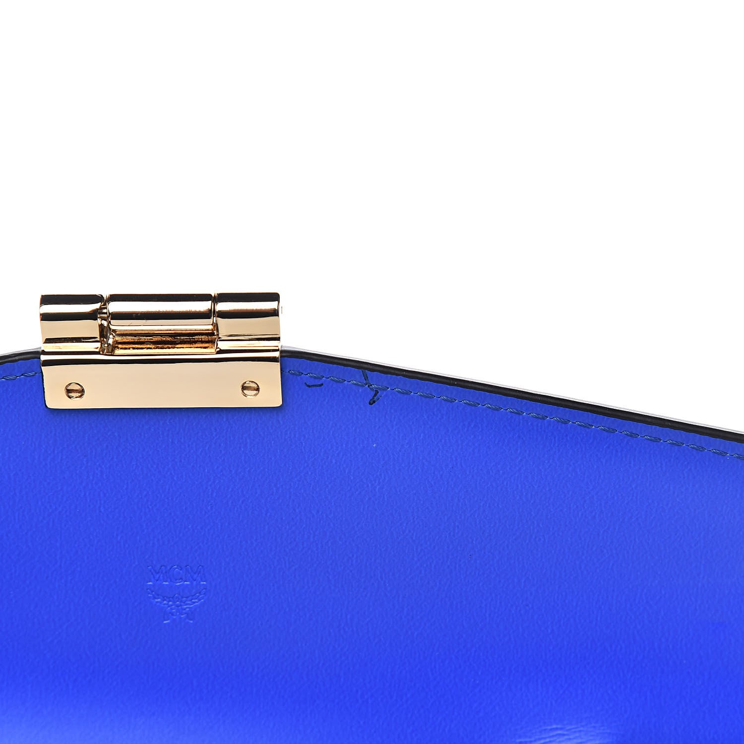MCM Patent Two Tone Patricia Wallet On Chain Blue Neon Yellow 7 of 12