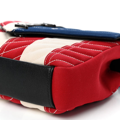 Saint Laurent Canvas Matelasse Chevron American Flag Monogram Medium College Bag Red Blue 11 of 11